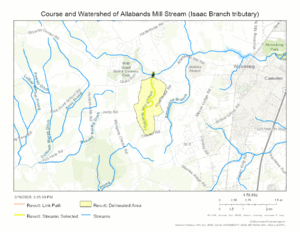 Course and Watershed of Allabands Mill Stream (Isaac Branch tributary)