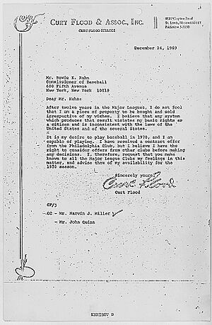 Curt Flood letter to Bowie Kuhn