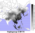 Geographic distributions of Y chromosome haplogroups O in East Asia