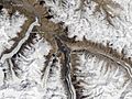 Glaciers of Shimsal Valley from space