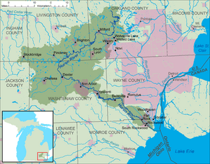 Huron River Michigan map.png