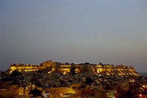 View of the Jaisalmer Fort in the evening.