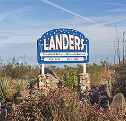 The Landers sign outside the U.S. Post Office on Reche Road at Landers Lane.