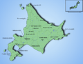 Large map of Hokkaido within Japan
