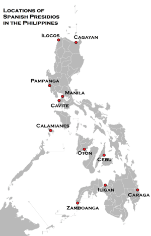 Locations of Spanish Presidios in the Philippines