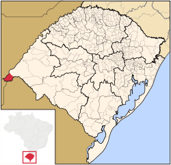 Locator map of Barra do Quaraí in Rio Grande do Sul
