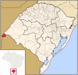 Locator map of Barra do Quaraí in Rio Grande do Sul