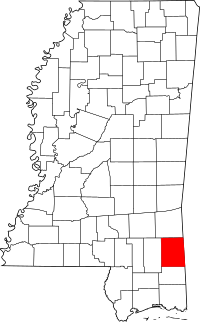 Map of Mississippi highlighting Greene County
