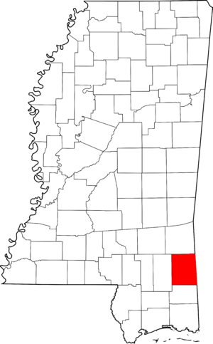 Map of Mississippi highlighting Greene County