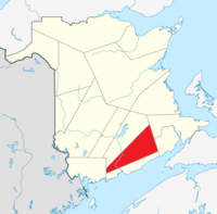Map of New Brunswick highlighting Kings County