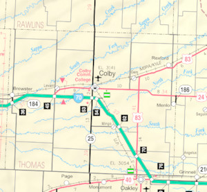 KDOT map of Thomas County (legend)