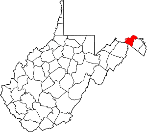 Map of West Virginia highlighting Morgan County
