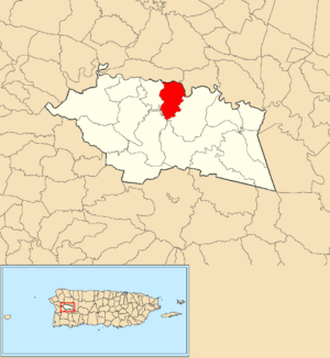 Location of Maravilla Este within the municipality of Las Marías shown in red