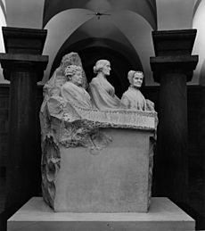 Marble statue of three suffragists by Adelaide Johnson in the Capitol crypt, Washington, D.C.