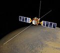 Mars Express illustration highlighting MARSIS antenna