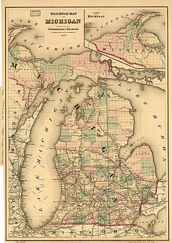 Michigan railroad map 1876