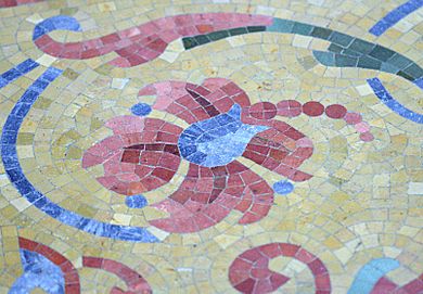 Mosaic tile floor of the Milwaukee Public Library - flower