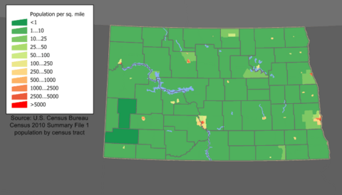 North Dakota population map