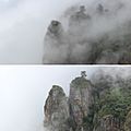 Pillar Rock View with and without Mist in Kodaikanal