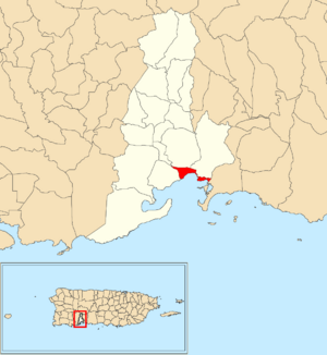Location of Playa within the municipality of Guayanilla shown in red