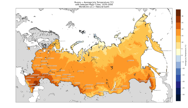 Russia Average July Temperature