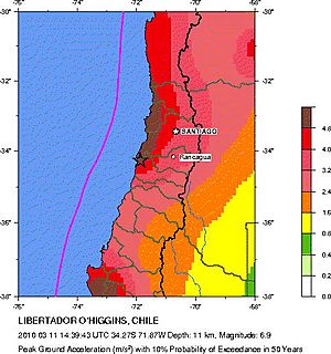 Seismic Hazard Map 2010 Pichilemu Earthquake
