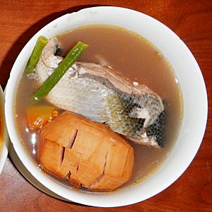 Sinigang na bangus at santol (sinigang with milkfish and santol)