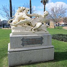 Statue of Man Fighting Wild Animals, Conservatory Gardens, Rosalind Park, Bendigo, Victoria, Australia