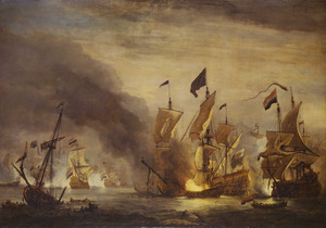 The Burning of the Royal James at the Battle of Solebay, 28 May 1672 RMG BHC0302f