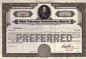 The Chase National Bank of the City of New York, Specimen Stock Certificate