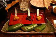 Three kinds of miso paste and cucumber by Hyougushi in Akita