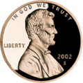 United States penny, obverse, 2002