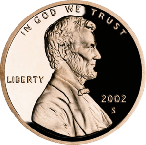 United States penny, obverse, 2002