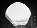 View of Thorndon, Wellington, from inside a railway tunnel in Kaiwharawhara, 1880s (3057507064)