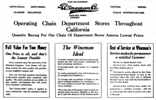 Wineman's ad 1924