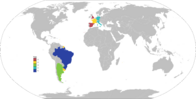 Map of the FIFA World Cup winners.