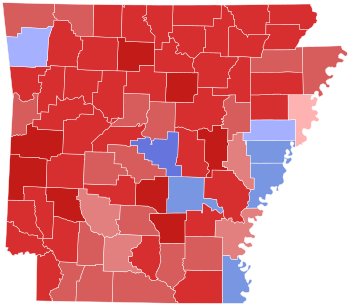 2022 Arkansas gubernatorial election results map by county