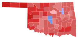 2022 Oklahoma gubernatorial election results map by county