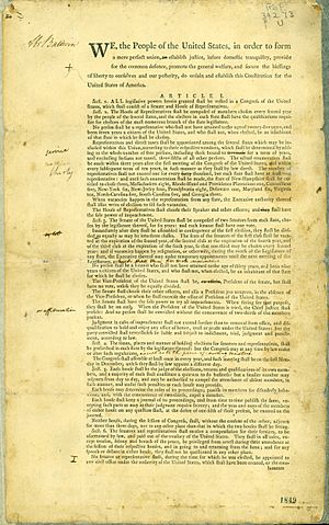 Abraham Baldwin's draft copy of the US Constitution