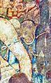 Ajanta Cave 1, Padmapani attendant, Lady in blue dress with tiara