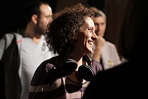 Albertina Carri en el rodaje de la serie "23 pares"