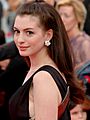 A picture of Anne Hathaway looking to her left into the camera.