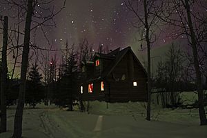 Aurora and house, Wiseman , Alaska , USA