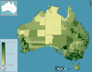 Australian Census 2011 demographic map - Australia by SLA - BCP field 1180 Scottish Total Responses