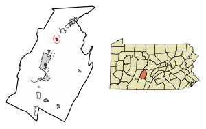 Location of Bellwood in Blair County, Pennsylvania.