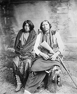 Chief Quanah and squaw, Comanches restored