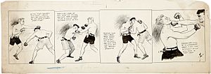 Dorgan cartoon predicting events of Dempsey-Carpentier fight