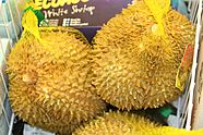 Durians in mesh bags