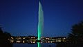 Fountain in green light