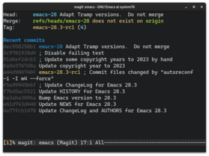 GNU Emacs showing a Magit buffer